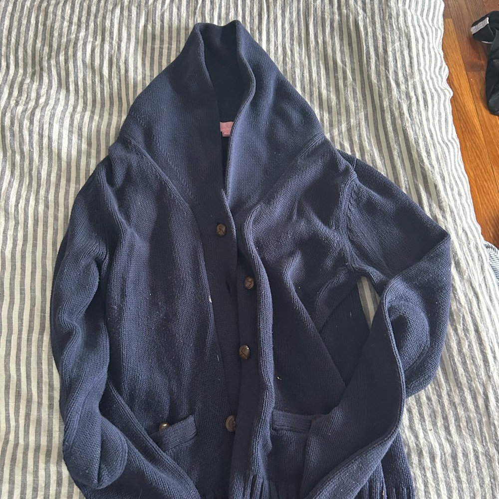 Lilly Pulitzer Navy Blue Shawl Collar Cardigan